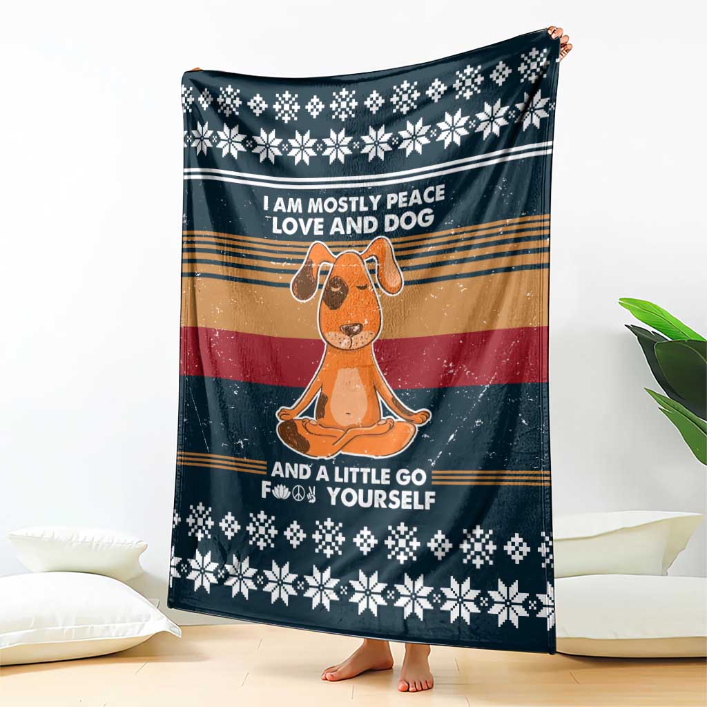 Peace Love And Dog Christmas Blanket Xmas Holiday Patterns - Wonder Print Shop