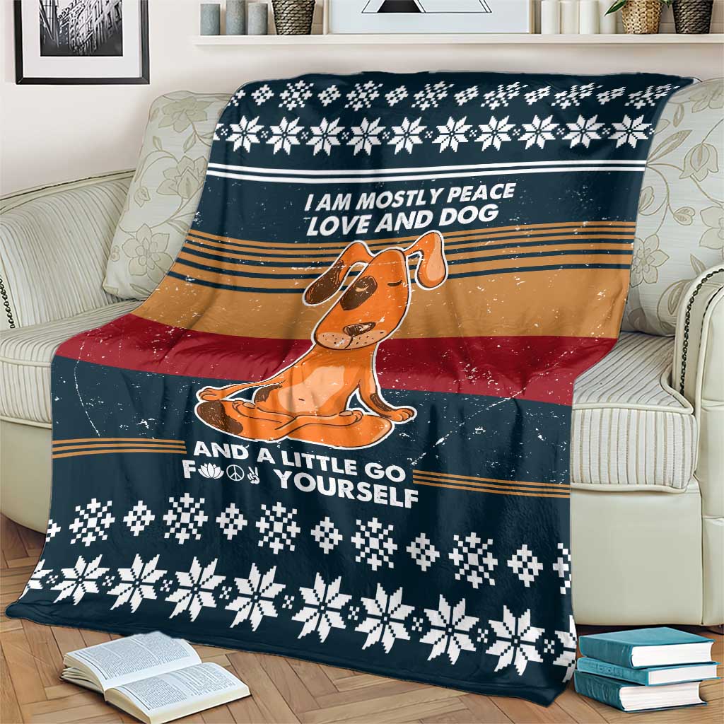 Peace Love And Dog Christmas Blanket Xmas Holiday Patterns - Wonder Print Shop