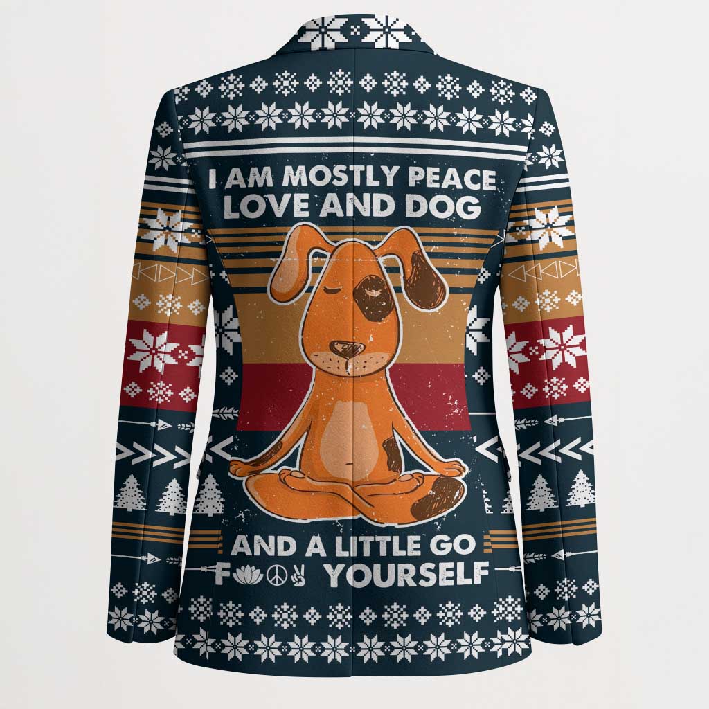 Peace Love And Dog Christmas Blazer Xmas Holiday Patterns - Wonder Print Shop