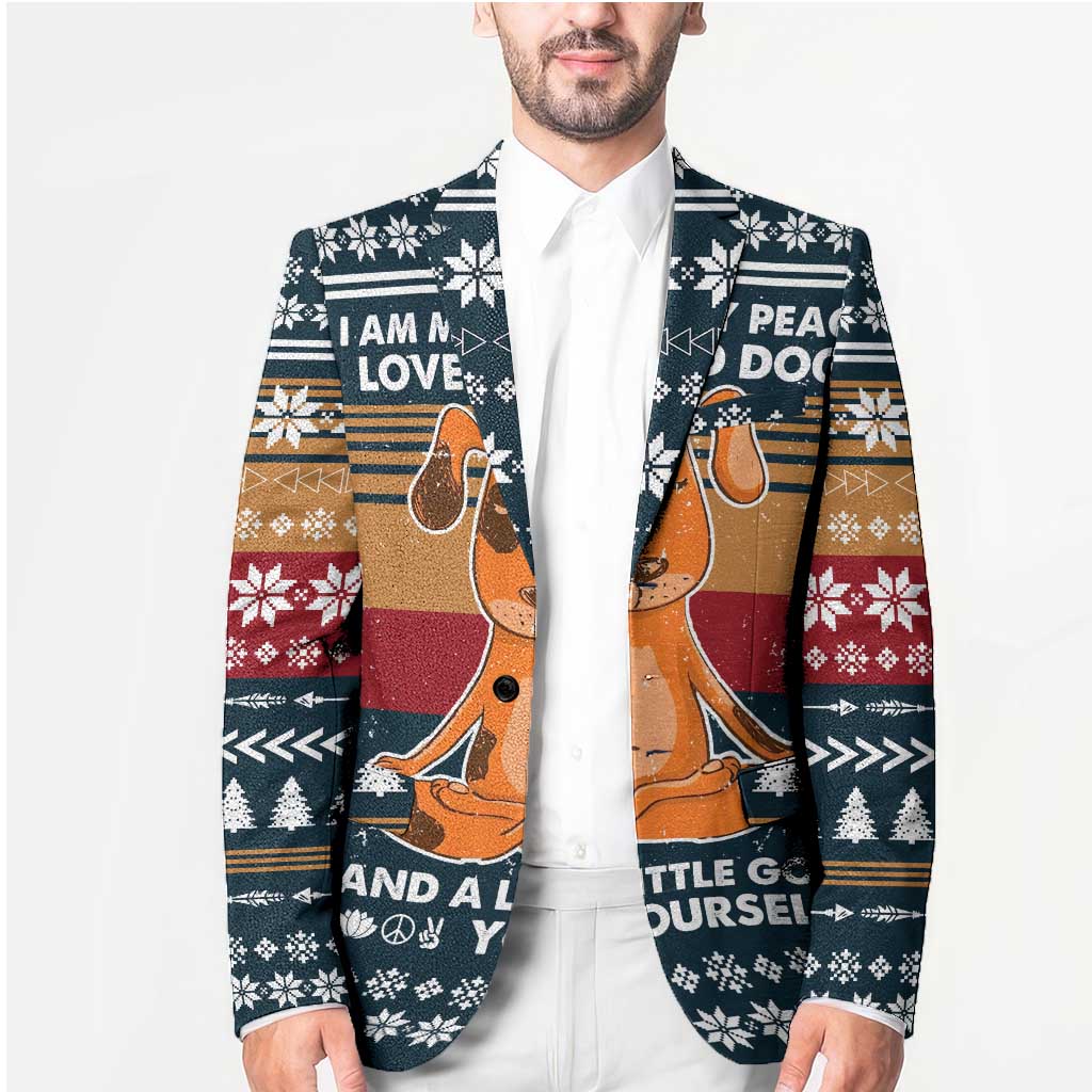 Peace Love And Dog Christmas Blazer Xmas Holiday Patterns - Wonder Print Shop