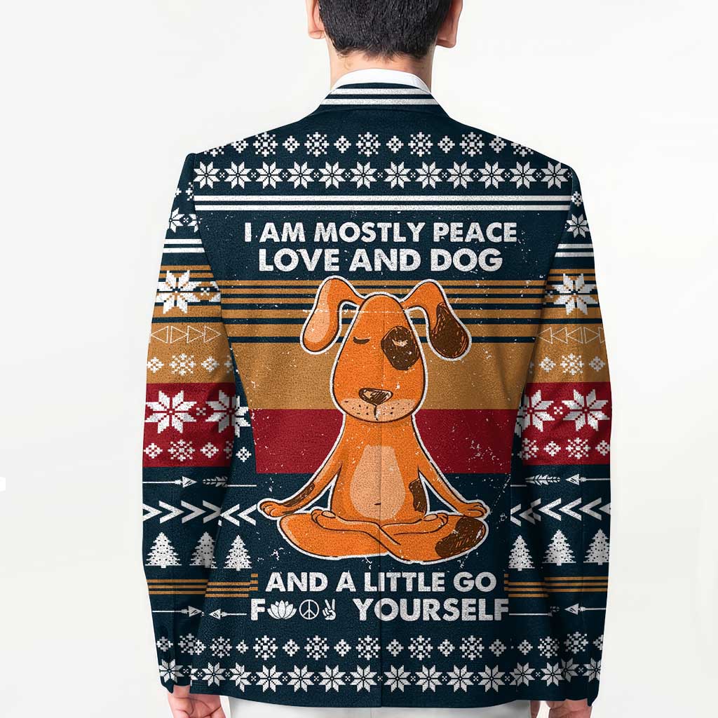 Peace Love And Dog Christmas Blazer Xmas Holiday Patterns - Wonder Print Shop