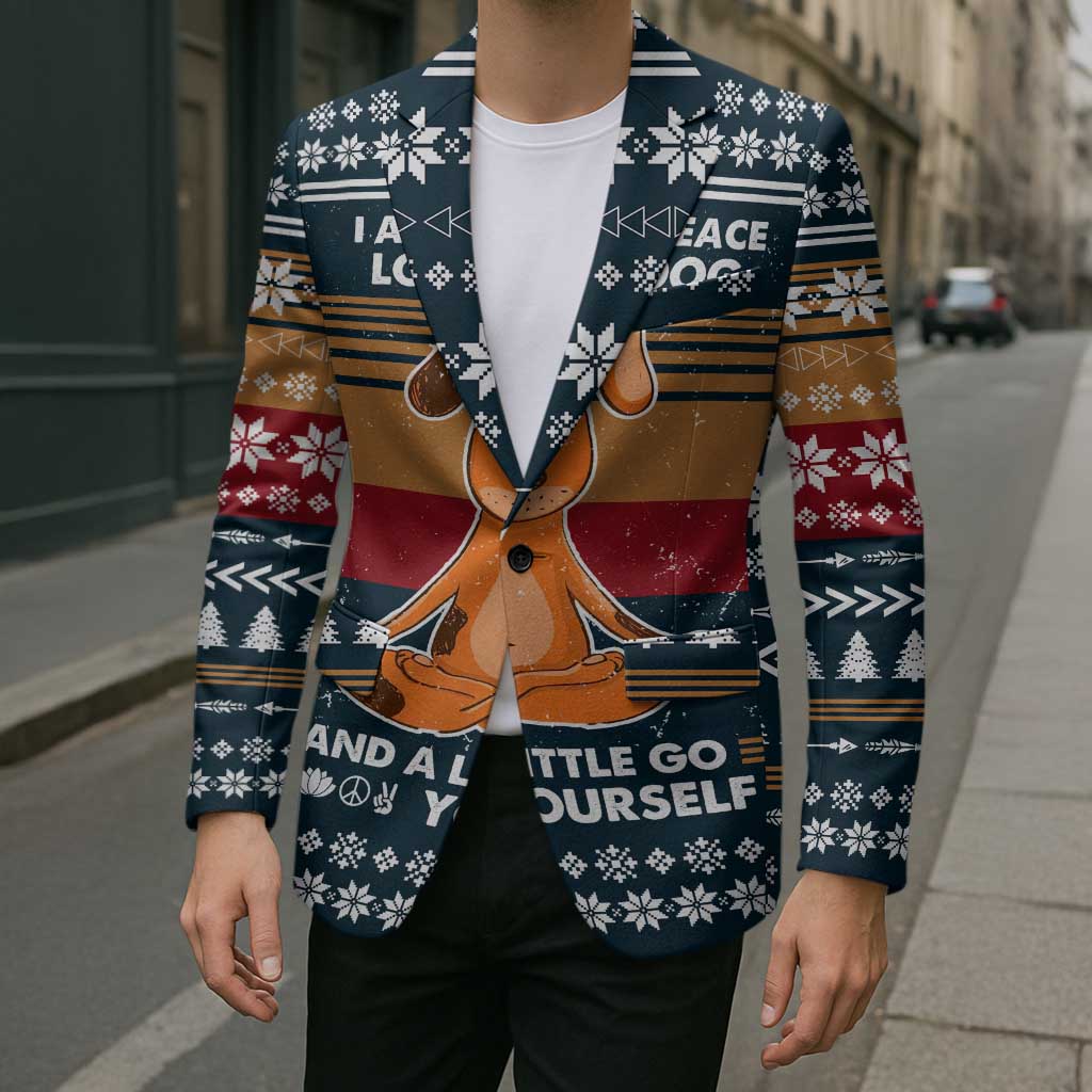 Peace Love And Dog Christmas Blazer Xmas Holiday Patterns - Wonder Print Shop