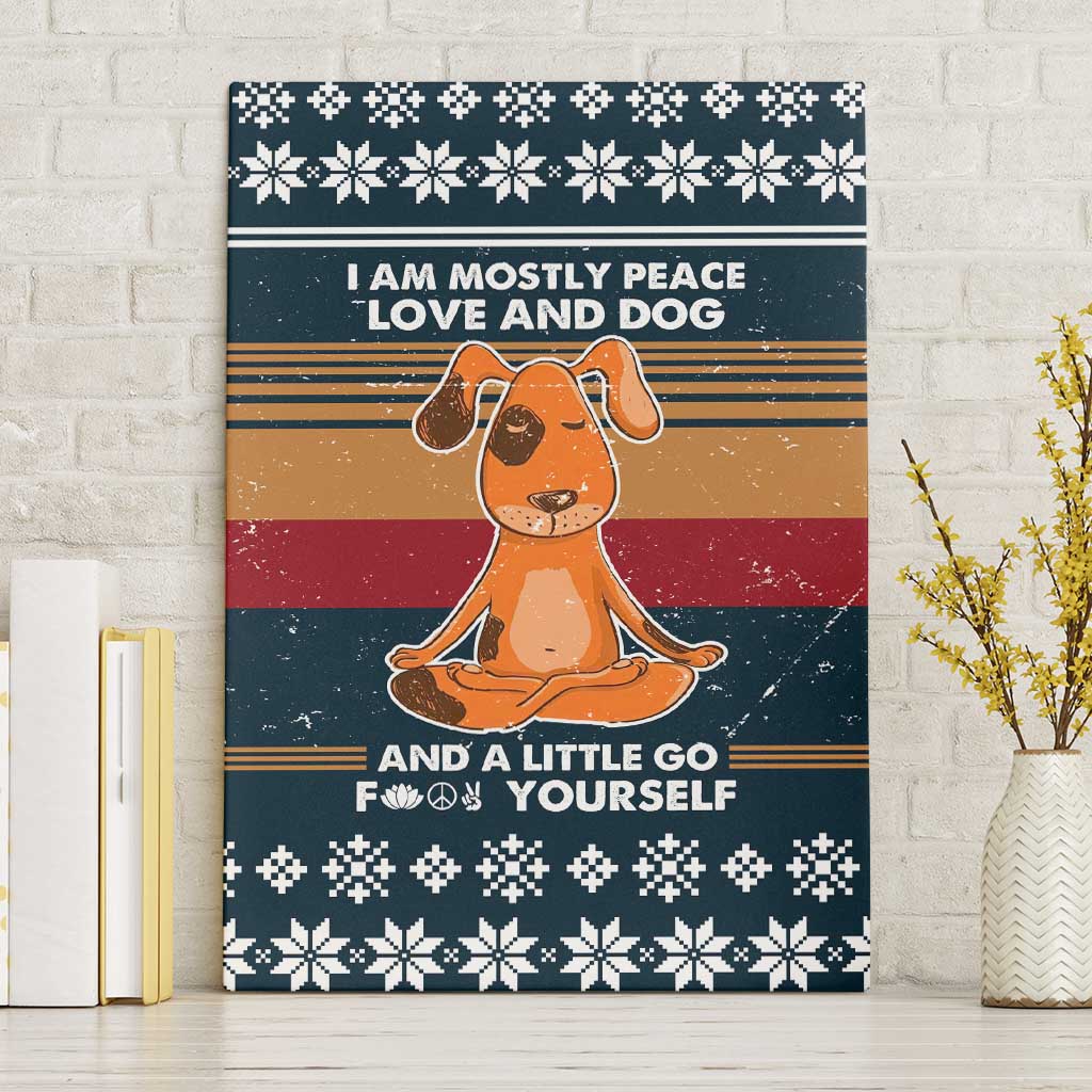 Peace Love And Dog Christmas Canvas Wall Art Xmas Holiday Patterns - Wonder Print Shop