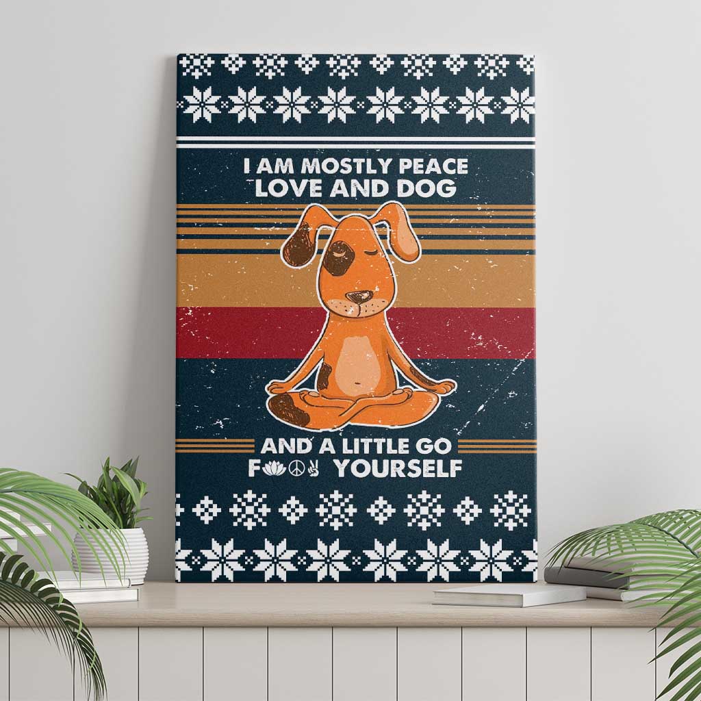 Peace Love And Dog Christmas Canvas Wall Art Xmas Holiday Patterns - Wonder Print Shop