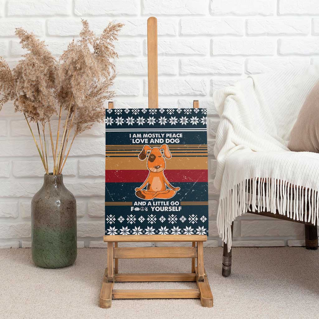 Peace Love And Dog Christmas Canvas Wall Art Xmas Holiday Patterns - Wonder Print Shop