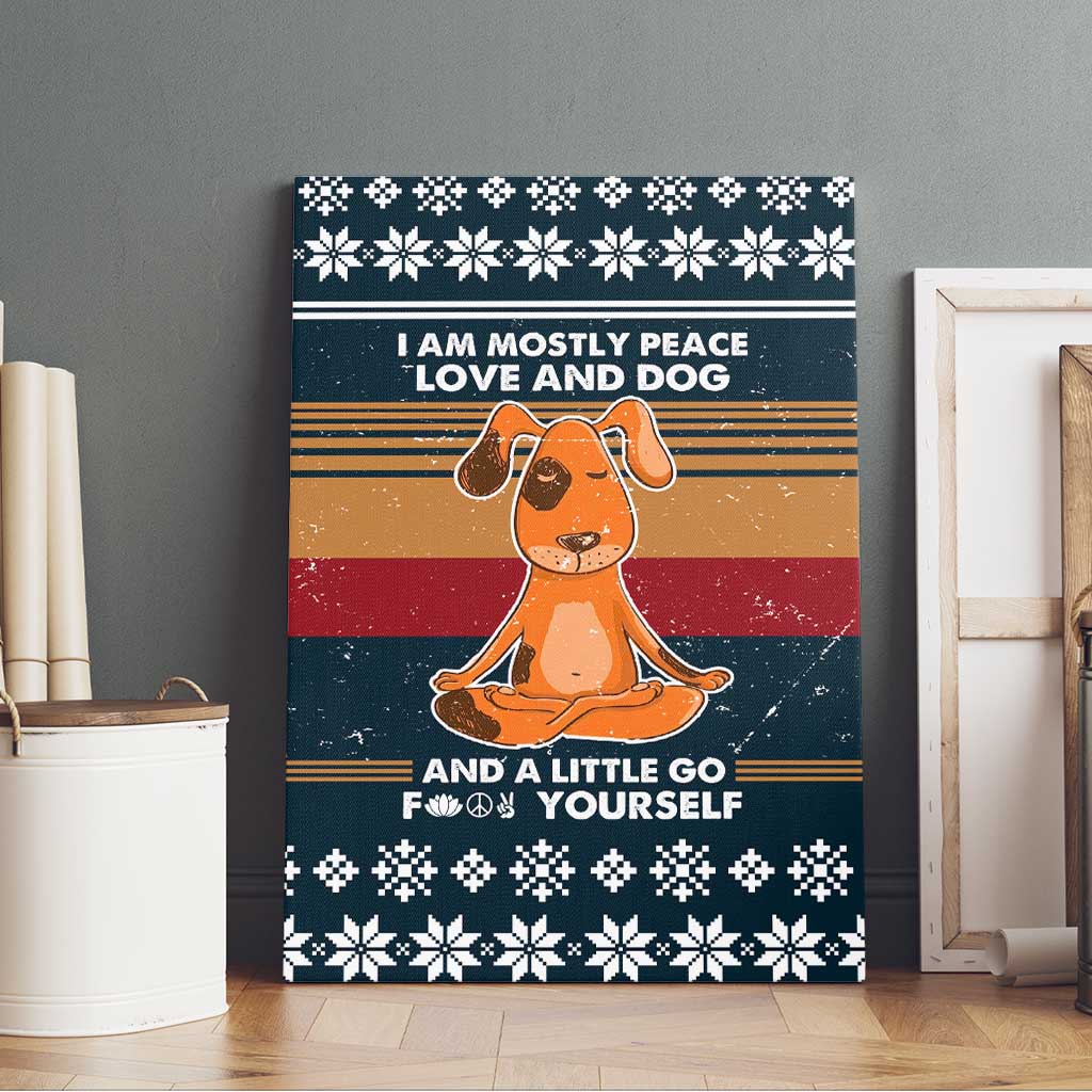 Peace Love And Dog Christmas Canvas Wall Art Xmas Holiday Patterns - Wonder Print Shop