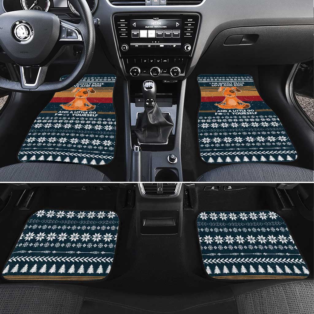 Peace Love And Dog Christmas Car Mats Xmas Holiday Patterns - Wonder Print Shop