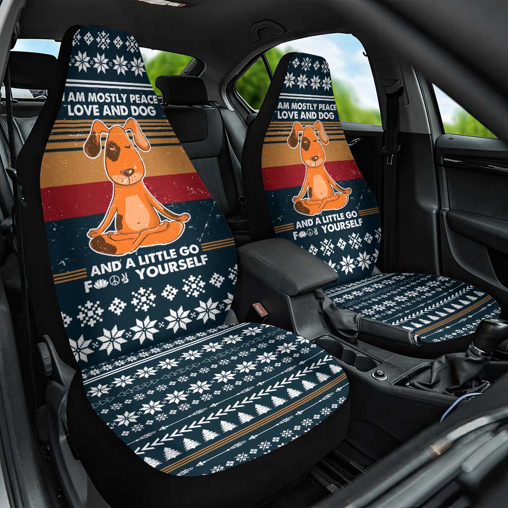 Peace Love And Dog Christmas Car Seat Cover Xmas Holiday Patterns - Wonder Print Shop