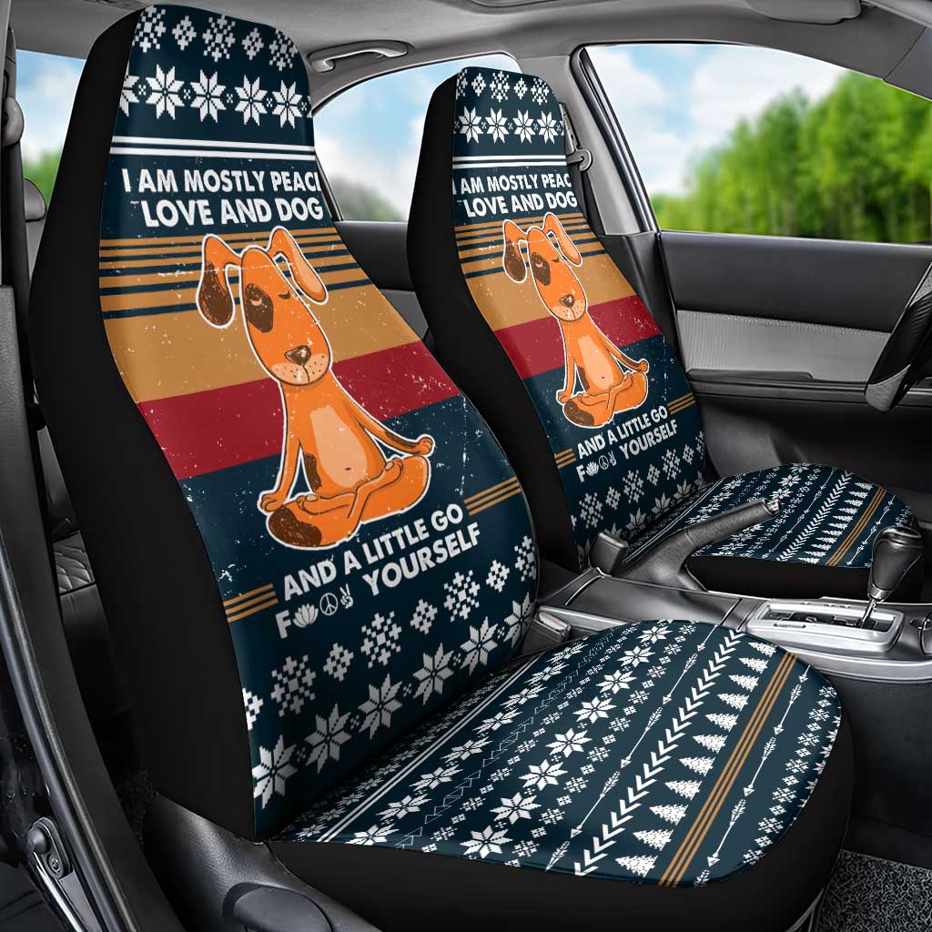 Peace Love And Dog Christmas Car Seat Cover Xmas Holiday Patterns - Wonder Print Shop
