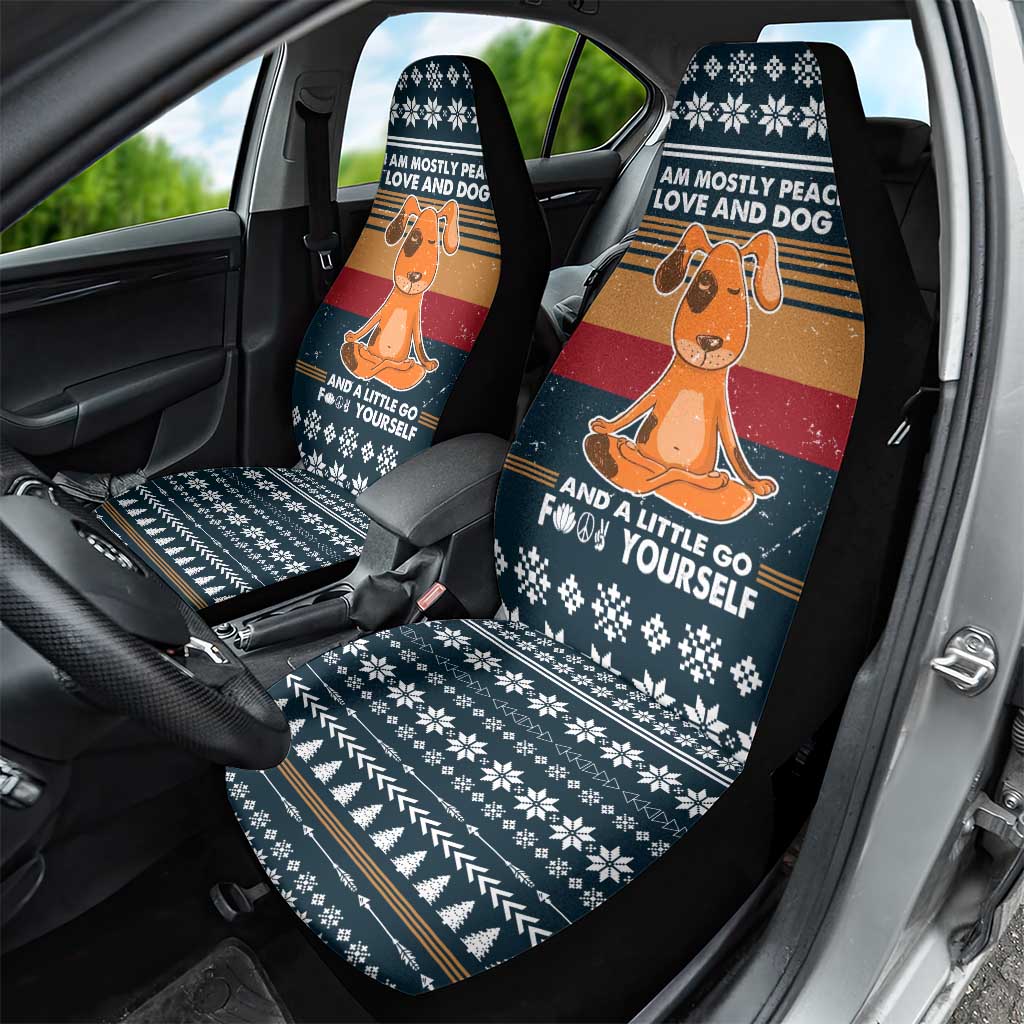 Peace Love And Dog Christmas Car Seat Cover Xmas Holiday Patterns - Wonder Print Shop