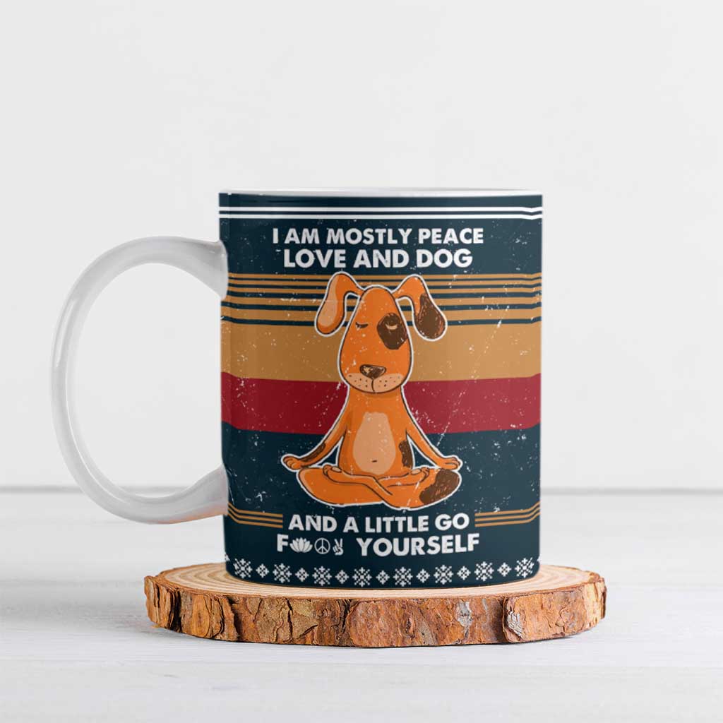 Peace Love And Dog Christmas Ceramic Mug Xmas Holiday Patterns - Wonder Print Shop