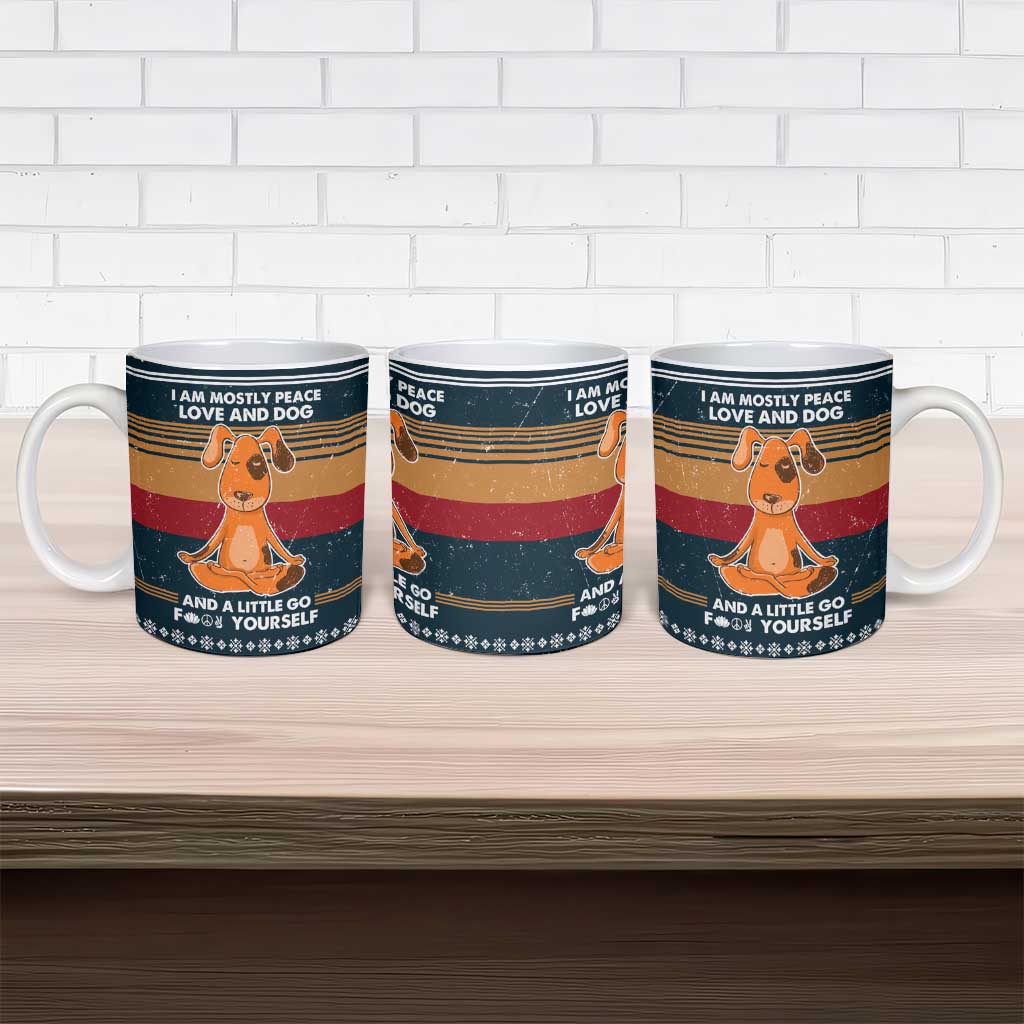 Peace Love And Dog Christmas Ceramic Mug Xmas Holiday Patterns - Wonder Print Shop