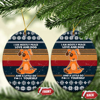 Peace Love And Dog Christmas Ceramic Ornament Xmas Holiday Patterns - Wonder Print Shop