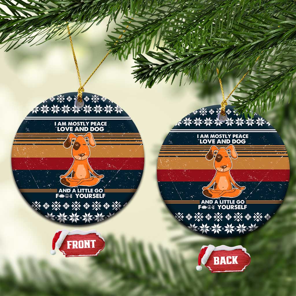 Peace Love And Dog Christmas Ceramic Ornament Xmas Holiday Patterns - Wonder Print Shop