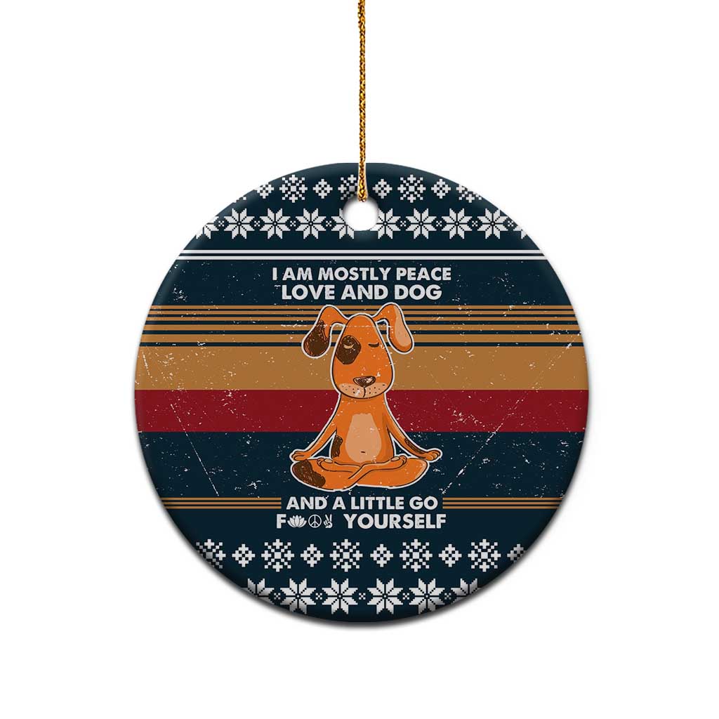 Peace Love And Dog Christmas Ceramic Ornament Xmas Holiday Patterns - Wonder Print Shop