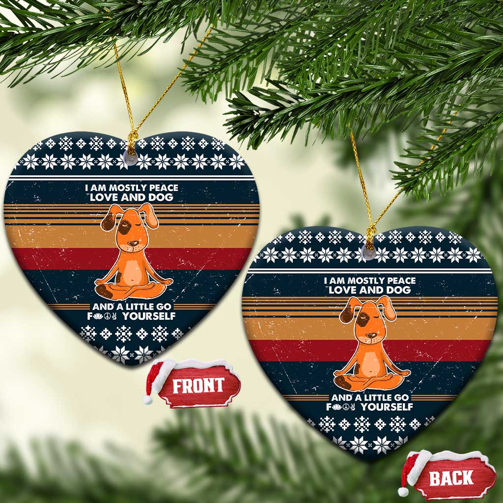 Peace Love And Dog Christmas Ceramic Ornament Xmas Holiday Patterns - Wonder Print Shop