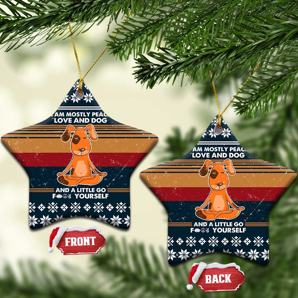 Peace Love And Dog Christmas Ceramic Ornament Xmas Holiday Patterns - Wonder Print Shop