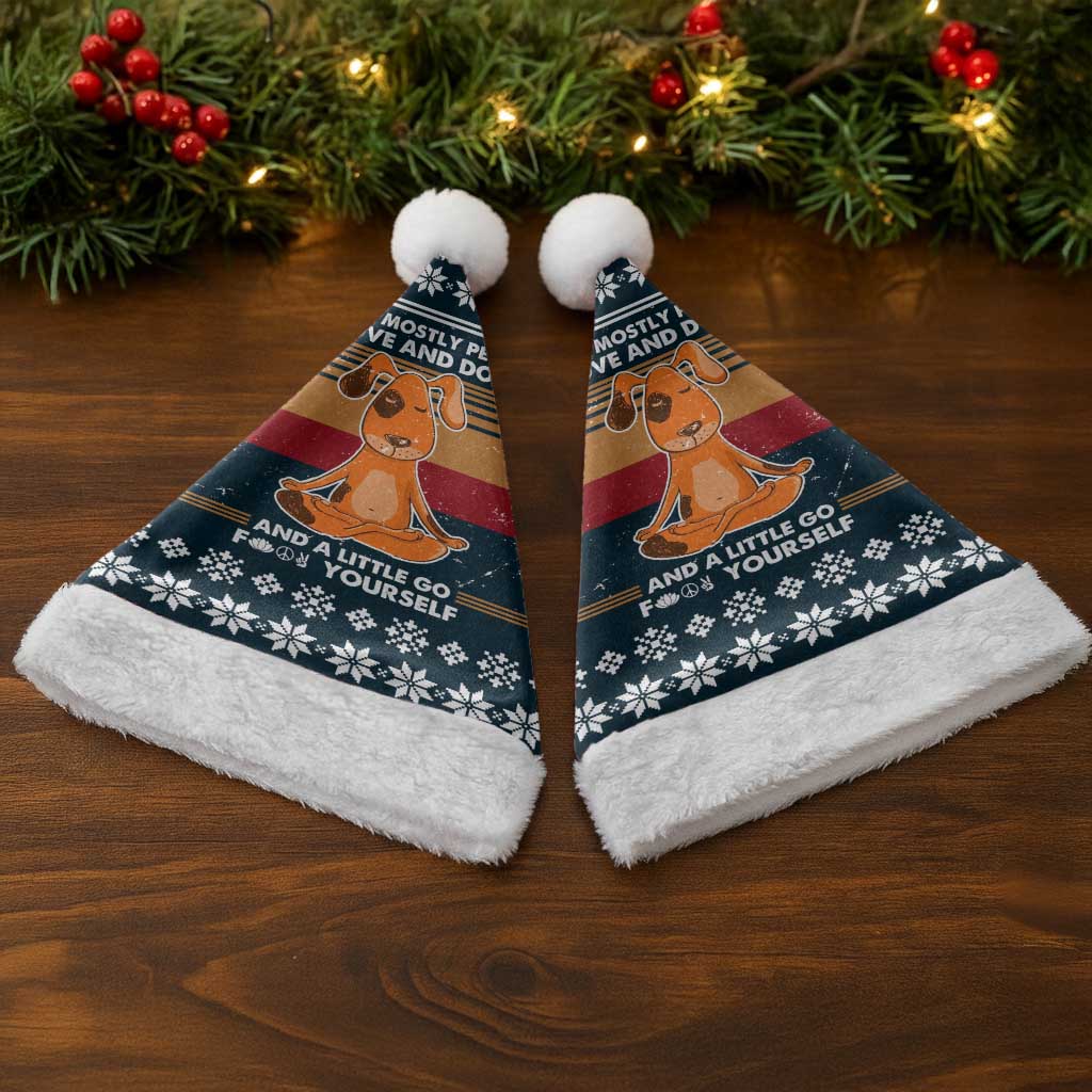 Peace Love And Dog Christmas Santa Hat Xmas Holiday Patterns - Wonder Print Shop