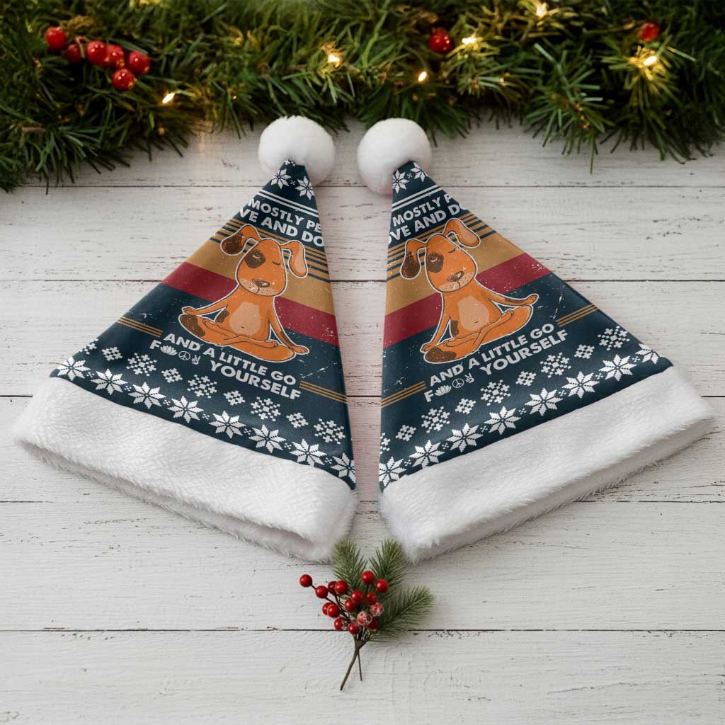 Peace Love And Dog Christmas Santa Hat Xmas Holiday Patterns - Wonder Print Shop