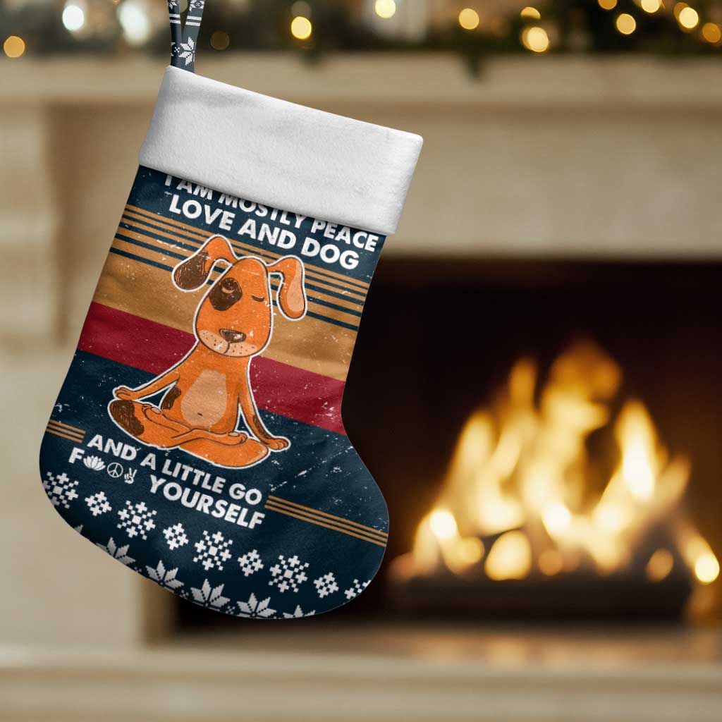 Peace Love And Dog Christmas Stocking Xmas Holiday Patterns - Wonder Print Shop