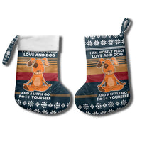 Peace Love And Dog Christmas Stocking Xmas Holiday Patterns - Wonder Print Shop