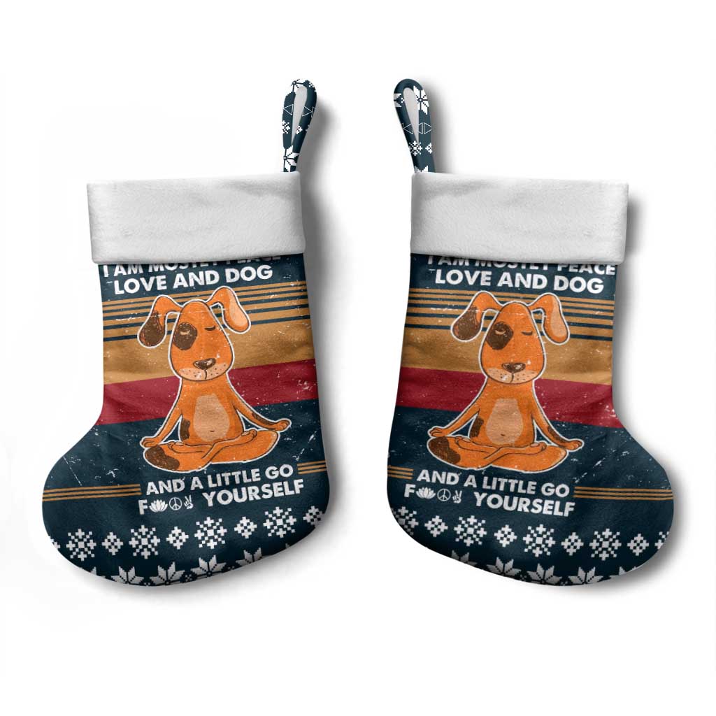 Peace Love And Dog Christmas Stocking Xmas Holiday Patterns - Wonder Print Shop