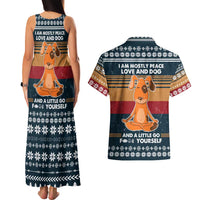Peace Love And Dog Christmas Couples Matching Tank Maxi Dress and Hawaiian Shirt Xmas Holiday Patterns - Wonder Print Shop