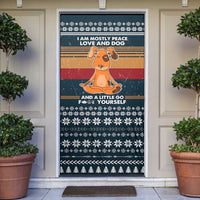 Peace Love And Dog Christmas Door Cover Xmas Holiday Patterns - Wonder Print Shop