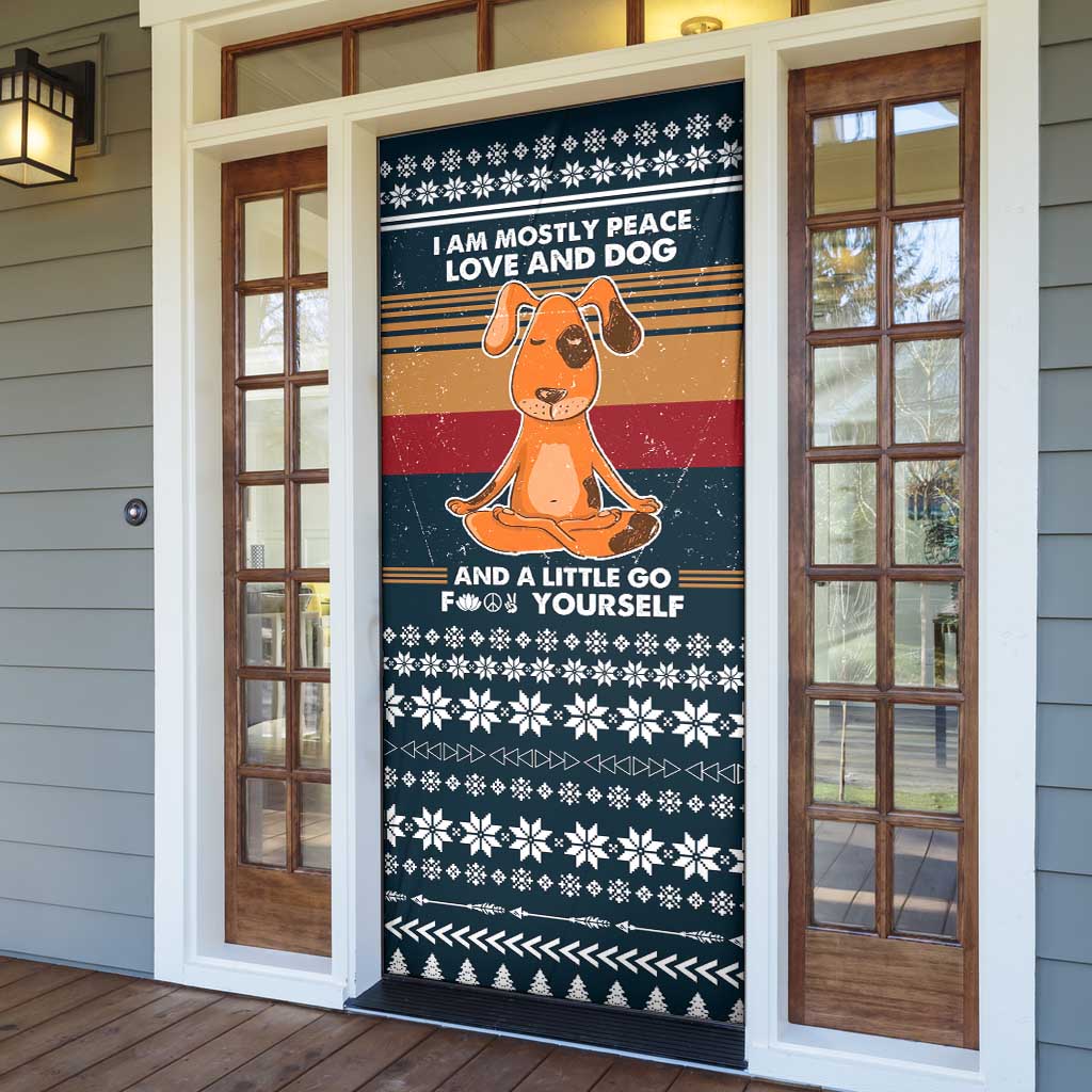 Peace Love And Dog Christmas Door Cover Xmas Holiday Patterns - Wonder Print Shop