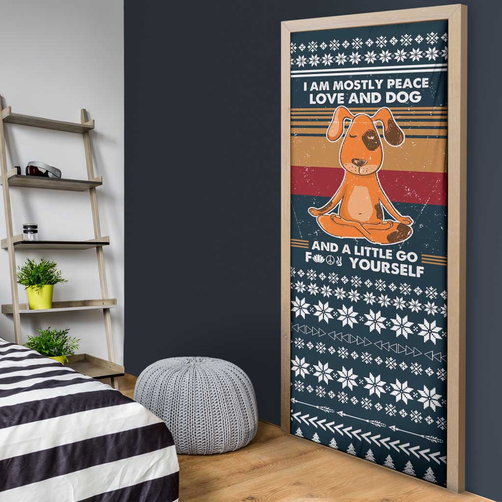 Peace Love And Dog Christmas Door Cover Xmas Holiday Patterns - Wonder Print Shop