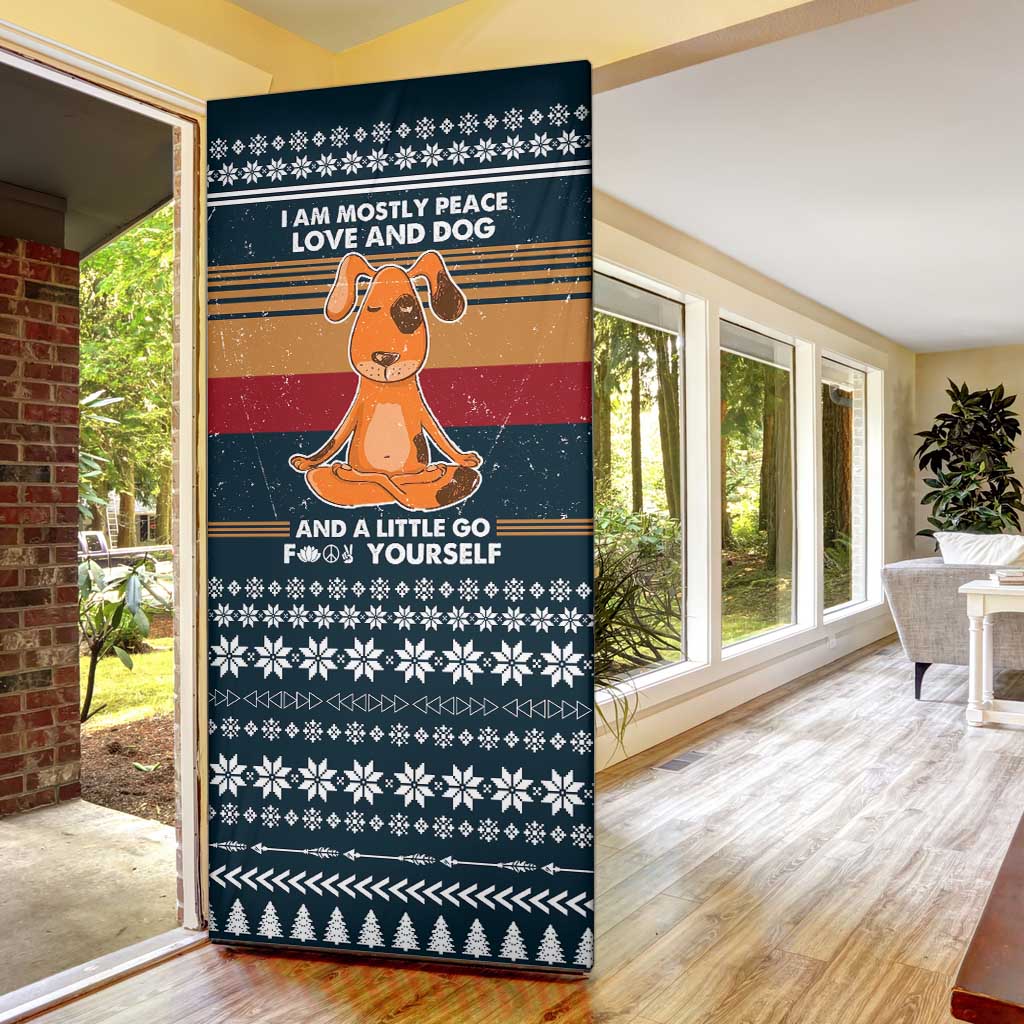 Peace Love And Dog Christmas Door Cover Xmas Holiday Patterns - Wonder Print Shop
