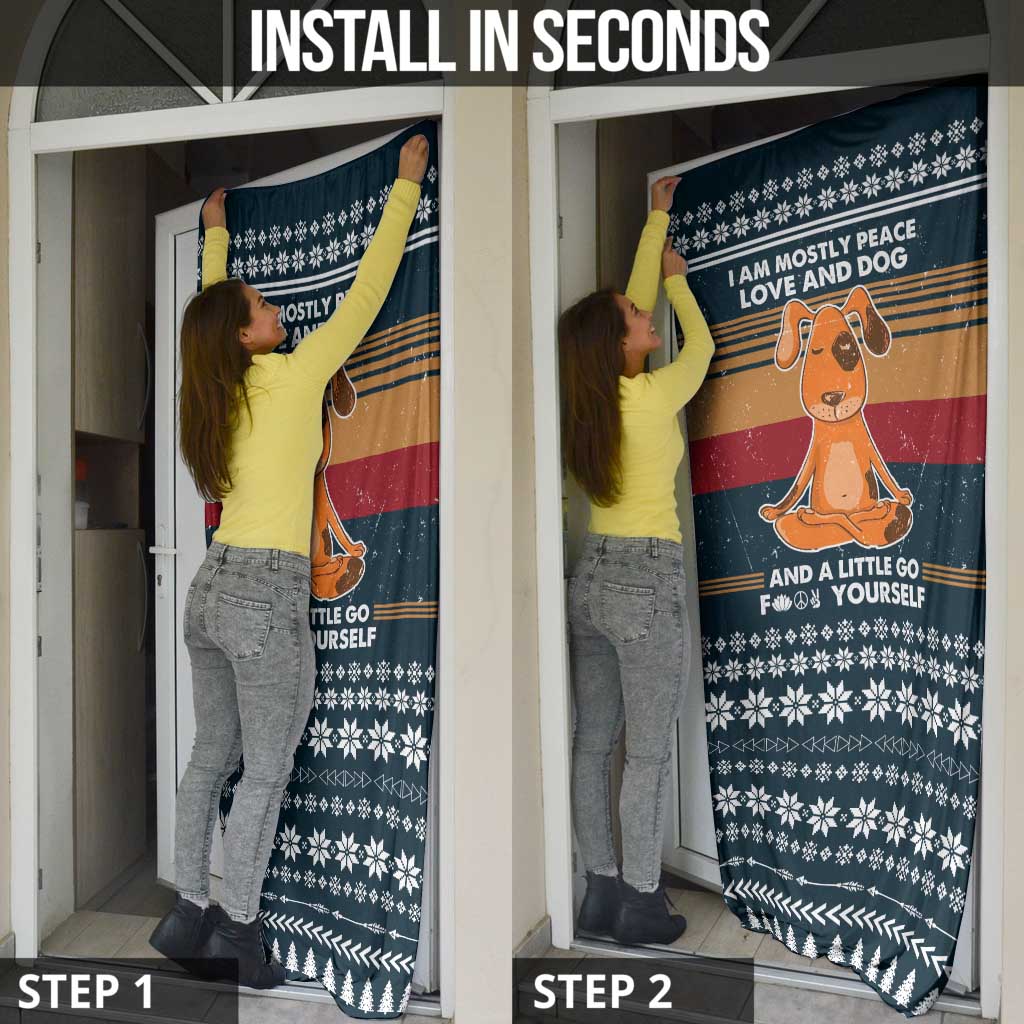 Peace Love And Dog Christmas Door Cover Xmas Holiday Patterns - Wonder Print Shop