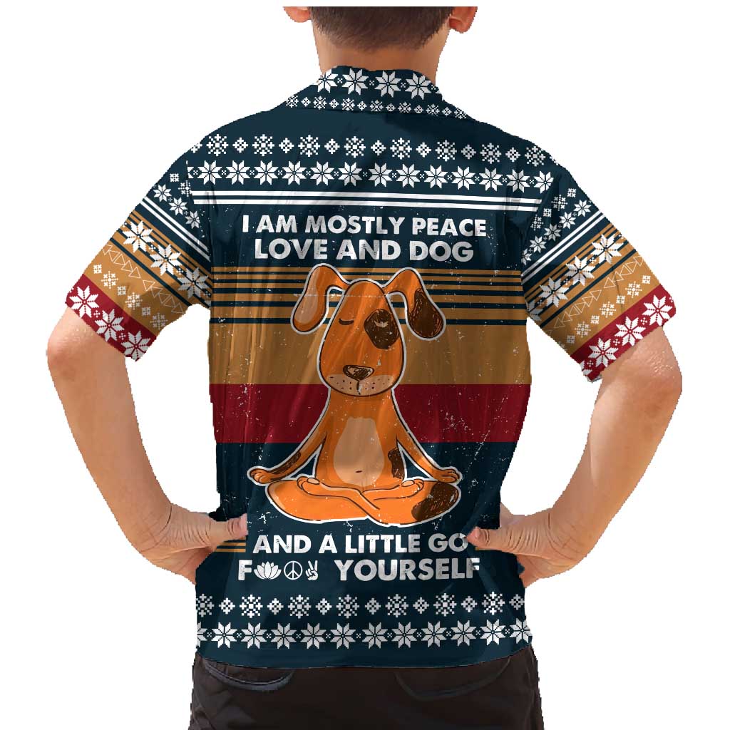 Peace Love And Dog Christmas Family Matching Mermaid Dress and Hawaiian Shirt Xmas Holiday Patterns - Wonder Print Shop