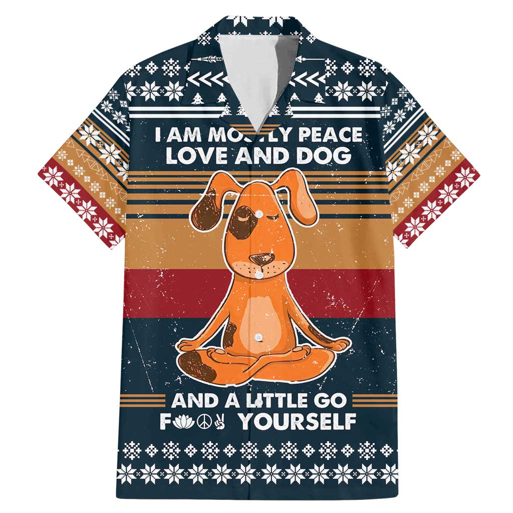 Peace Love And Dog Christmas Family Matching Mermaid Dress and Hawaiian Shirt Xmas Holiday Patterns - Wonder Print Shop