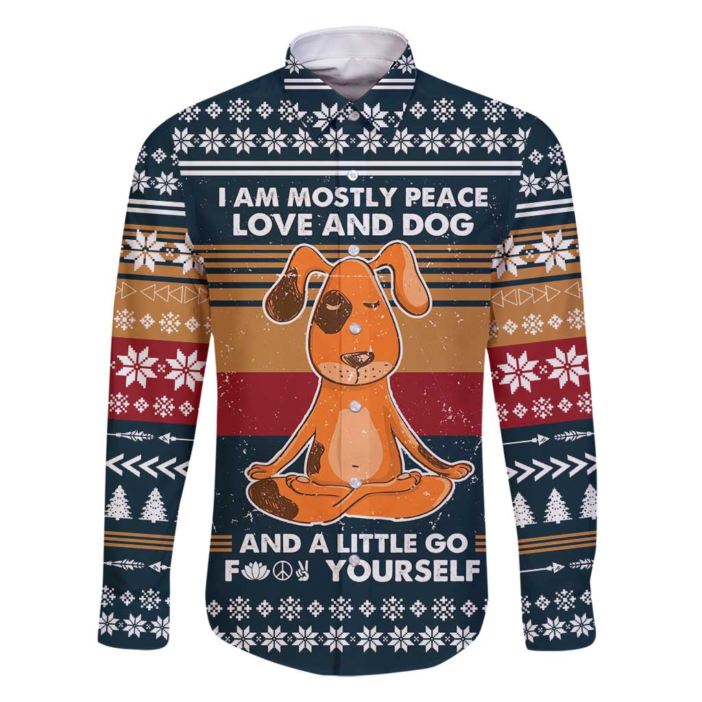 Peace Love And Dog Christmas Family Matching Mermaid Dress and Hawaiian Shirt Xmas Holiday Patterns - Wonder Print Shop