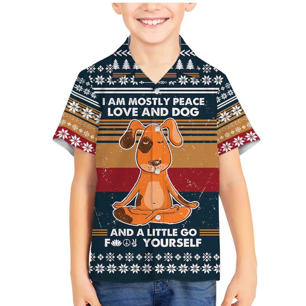Peace Love And Dog Christmas Family Matching Mermaid Dress and Hawaiian Shirt Xmas Holiday Patterns - Wonder Print Shop