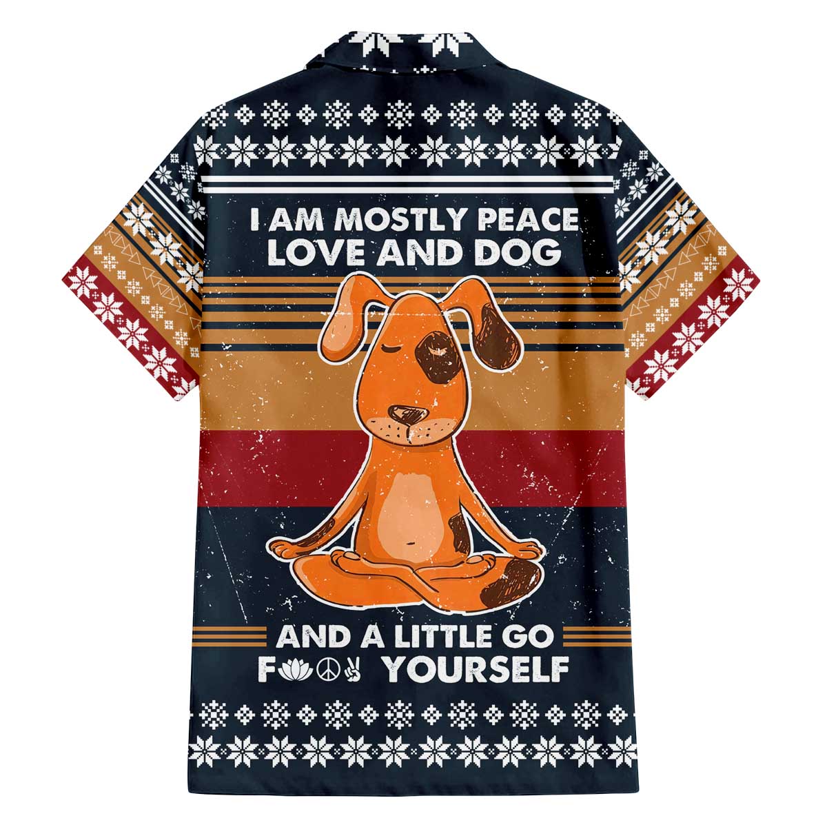 Peace Love And Dog Christmas Family Matching Off The Shoulder Long Sleeve Dress and Hawaiian Shirt Xmas Holiday Patterns - Wonder Print Shop