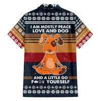 Peace Love And Dog Christmas Family Matching Off The Shoulder Long Sleeve Dress and Hawaiian Shirt Xmas Holiday Patterns - Wonder Print Shop