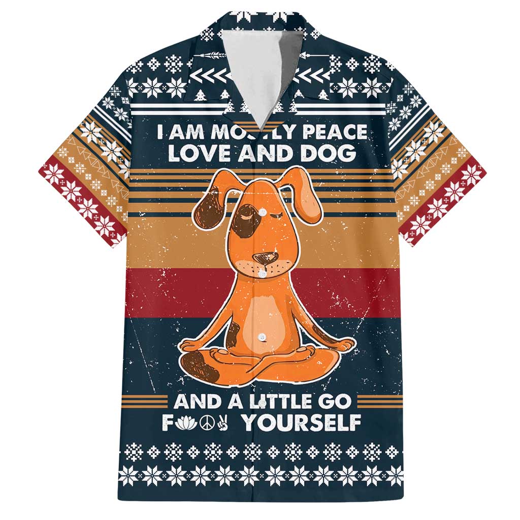 Peace Love And Dog Christmas Family Matching Off Shoulder Maxi Dress and Hawaiian Shirt Xmas Holiday Patterns - Wonder Print Shop