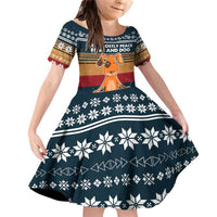 Peace Love And Dog Christmas Family Matching Off Shoulder Short Dress and Hawaiian Shirt Xmas Holiday Patterns - Wonder Print Shop