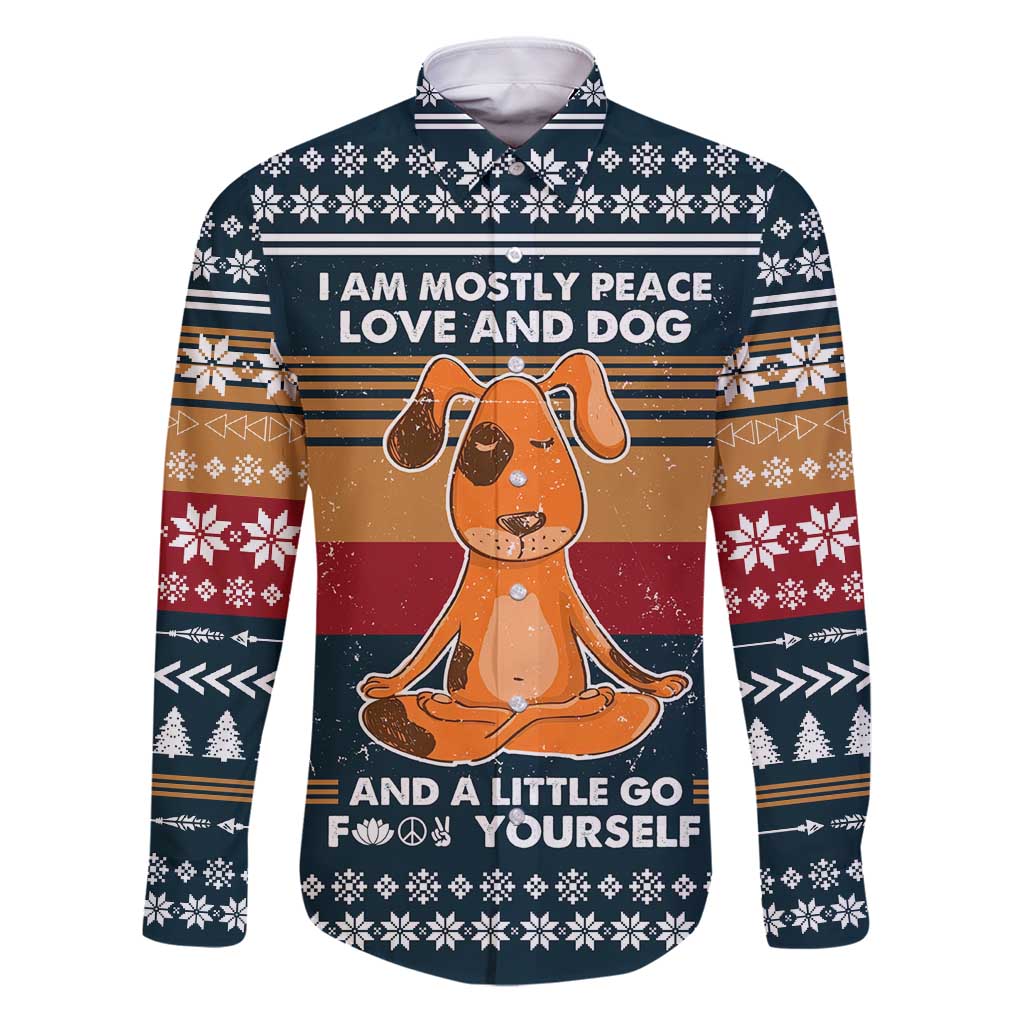Peace Love And Dog Christmas Family Matching Puletasi and Hawaiian Shirt Xmas Holiday Patterns - Wonder Print Shop