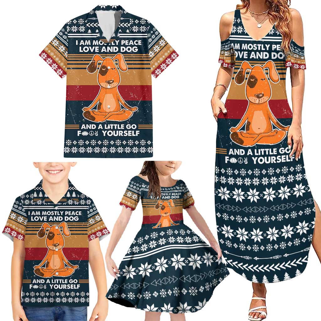 Peace Love And Dog Christmas Family Matching Summer Maxi Dress and Hawaiian Shirt Xmas Holiday Patterns - Wonder Print Shop