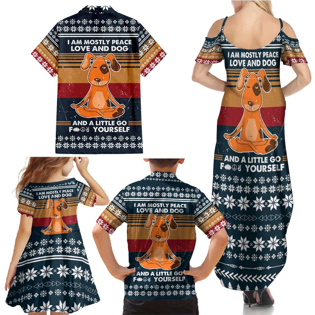 Peace Love And Dog Christmas Family Matching Summer Maxi Dress and Hawaiian Shirt Xmas Holiday Patterns - Wonder Print Shop