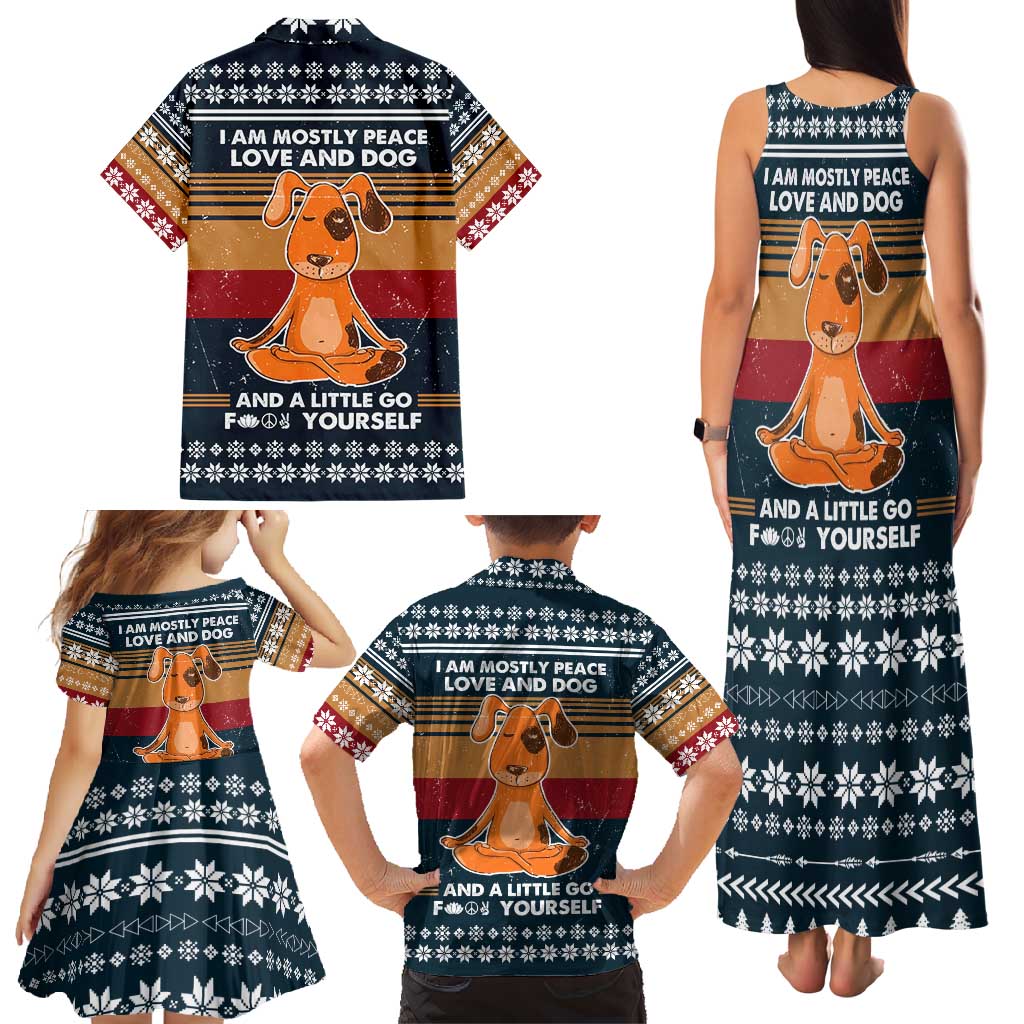 Peace Love And Dog Christmas Family Matching Tank Maxi Dress and Hawaiian Shirt Xmas Holiday Patterns - Wonder Print Shop