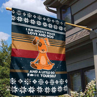 Peace Love And Dog Christmas Garden Flag Xmas Holiday Patterns - Wonder Print Shop
