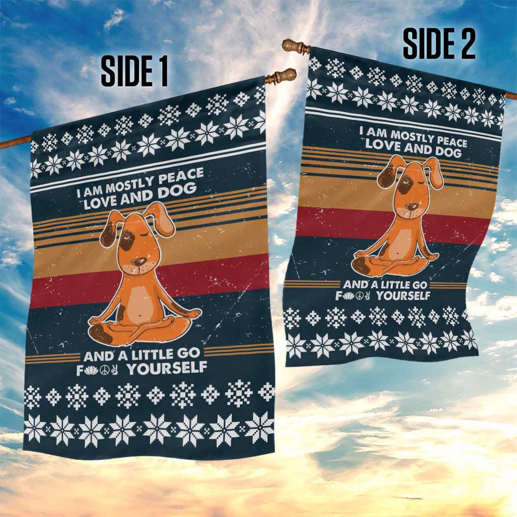 Peace Love And Dog Christmas Garden Flag Xmas Holiday Patterns - Wonder Print Shop