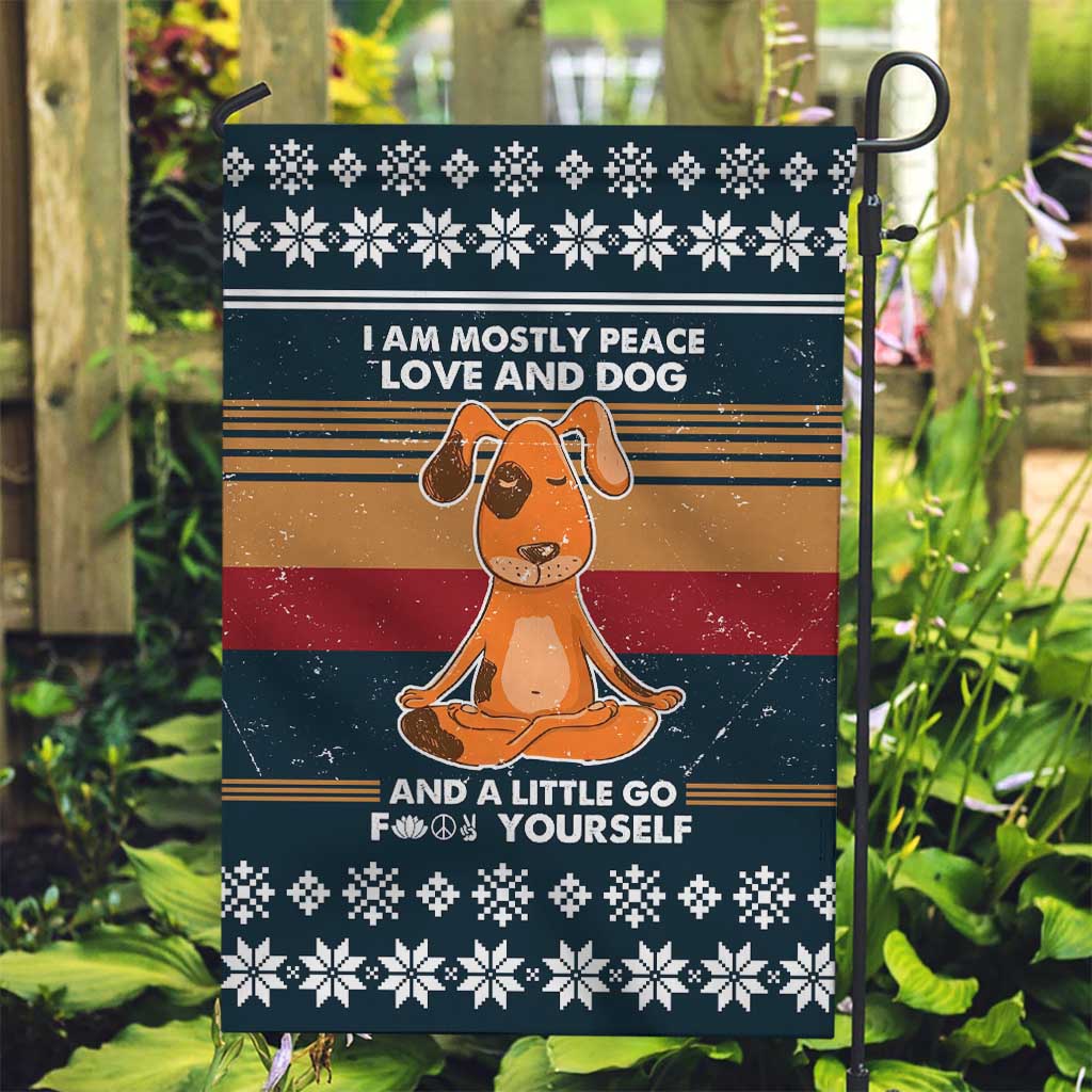 Peace Love And Dog Christmas Garden Flag Xmas Holiday Patterns - Wonder Print Shop
