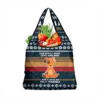 Peace Love And Dog Christmas Grocery Bag Xmas Holiday Patterns - Wonder Print Shop