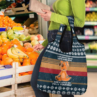 Peace Love And Dog Christmas Grocery Bag Xmas Holiday Patterns - Wonder Print Shop