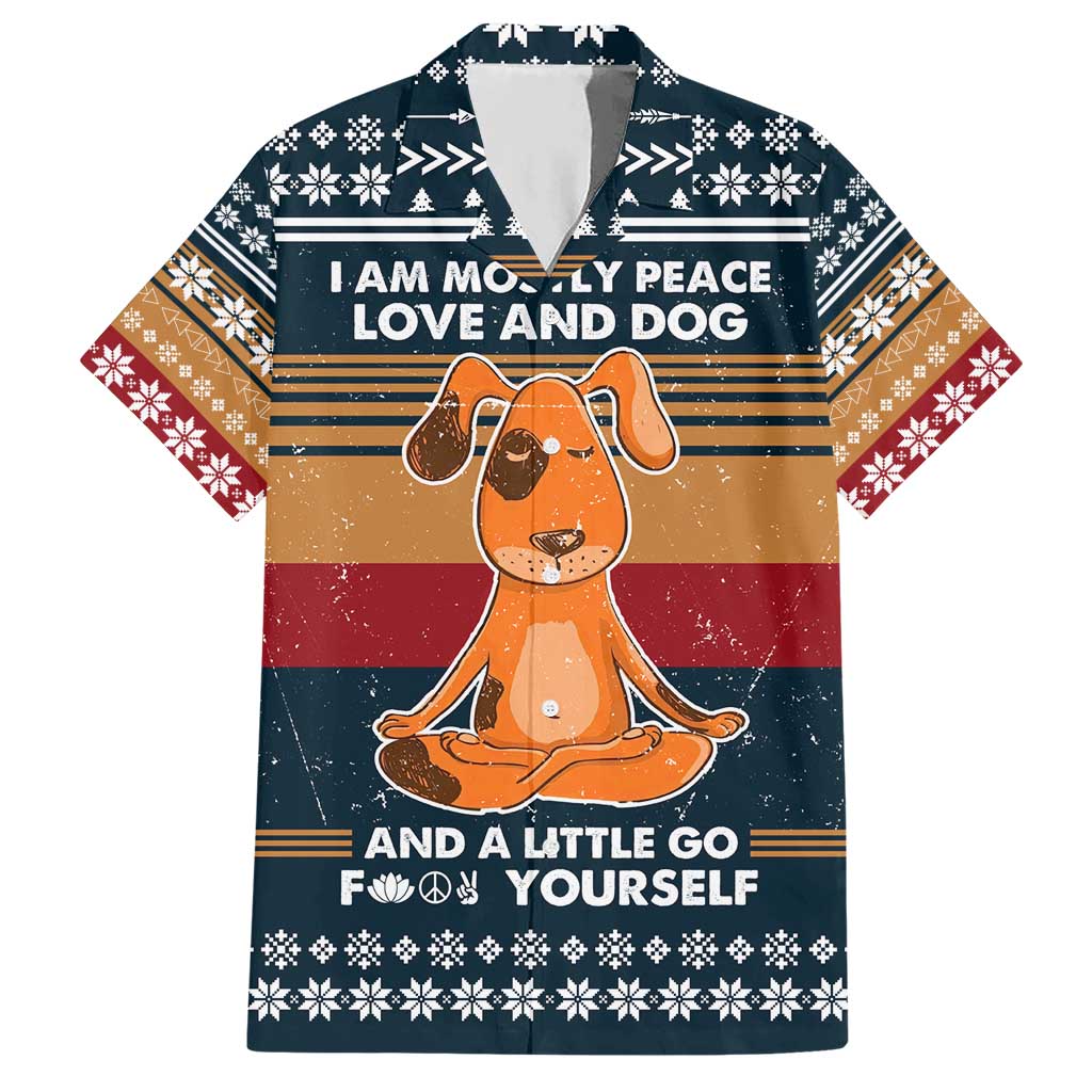 Peace Love And Dog Christmas Hawaiian Shirt Xmas Holiday Patterns - Wonder Print Shop